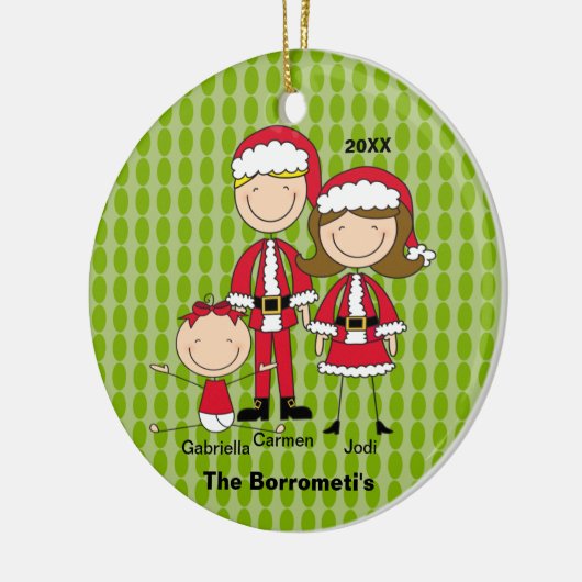 Familie van 3 kerstversiering keramisch ornament (Links)
