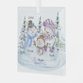 Familie van 3 Names Cute Kerstman Glas Ornament (Voorkant links)