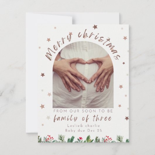 Familie van 3 schattige sterren zwangerschap aanko feestdagenkaart (Voorkant)