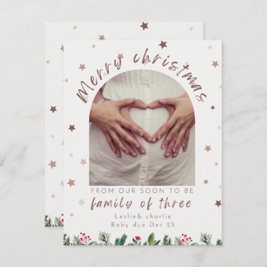 Familie van 3 schattige sterren zwangerschap aanko feestdagenkaart (Voorkant / Achterkant)