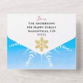 Familie van 3 voegt uw gezicht toe aan een sneeuwp all in one uitnodiging (Achterkant)