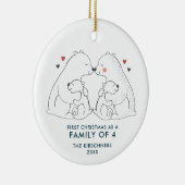 Familie van 4 gepersonaliseerde Polaire Beren 2e B Keramisch Ornament (Rechts)