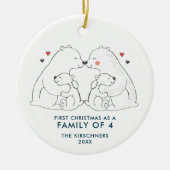 Familie van 4 gepersonaliseerde Polaire Beren 2e B Keramisch Ornament (Voorkant)