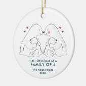 Familie van 4 gepersonaliseerde Polaire Beren 2e B Keramisch Ornament (Links)
