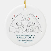 Familie van 4 gepersonaliseerde Polaire Beren 2e B Keramisch Ornament (Achterkant)