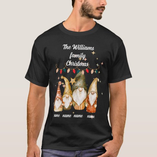 Familie van 4 Gnome Kerst T-shirt (Voorkant)