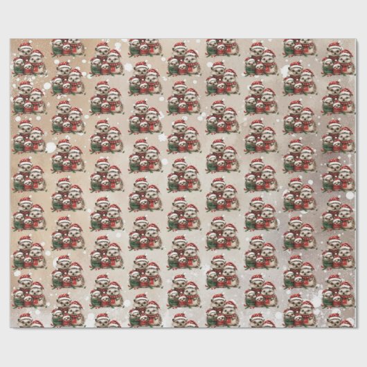 Familie van 4 Kerst Egels Waterverf Cadeaupapier (Vlak)