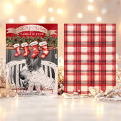 Familie van 4 Kerstkousen Foto Baby First Feestdagenkaart