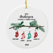 Familie van 4 Kerstmis Kous Gepersonaliseerd Keramisch Ornament (Achterkant)