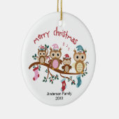 Familie van 4 Kerstmis met rond de wedstrijd Keramisch Ornament (Rechts)