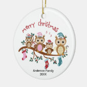 Familie van 4 Kerstmis met rond de wedstrijd Keramisch Ornament (Links)