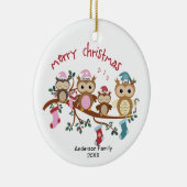 Familie van 4 Kerstmis met rond de wedstrijd Keramisch Ornament (Rechts)