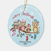Familie van 4 Kerstmis met rond de wedstrijd Keramisch Ornament (Links)