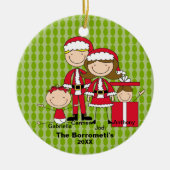 Familie van 4 kerstversiering keramisch ornament (Voorkant)
