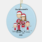Familie van 4 kerstversiering keramisch ornament (Links)