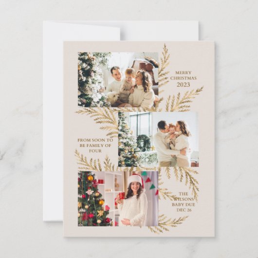 Familie van 4 Krans Xmas Zwangerschap aankondiging (Voorkant)