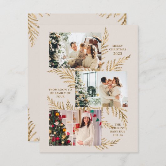 Familie van 4 Krans Xmas Zwangerschap aankondiging (Voorkant / Achterkant)