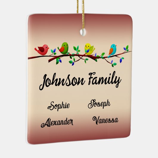 Familie van 4 leden Gepersonaliseerd kerstfeest Keramisch Ornament (Rechts)