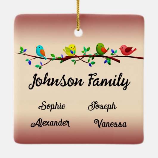 Familie van 4 leden Gepersonaliseerd kerstfeest Keramisch Ornament (Achterkant)