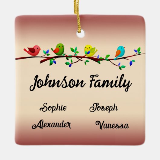 Familie van 4 leden Gepersonaliseerd kerstfeest Keramisch Ornament (Voorkant)