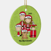 Familie van 4 met kerstversiering van de hond keramisch ornament (Rechts)