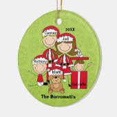 Familie van 4 met kerstversiering van de hond keramisch ornament (Links)
