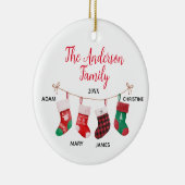 Familie van 4 met namen Leuke Sokken Keramisch Ornament (Rechts)