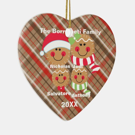 Familie van 4 ontbijtkoek voor kerstversiering keramisch ornament (Rechts)