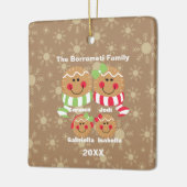 Familie van 4 ontbijtkoek voor kerstversiering keramisch ornament (Links)