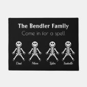 Familie van 4 Skeleton Halloween Doormat Deurmat (Voorkant)