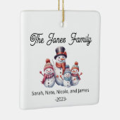 Familie van 4 Sneeuwman Vakantie Keramisch Ornament (Rechts)