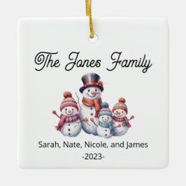  Familie van 4 Sneeuwman Vakantie Keramisch Ornament