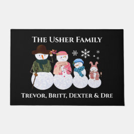 Familie van 4 Snowmen Persoonlijke deurmat