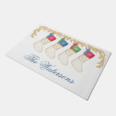 Familie van 4 - Waterverf Monogram Kousen Deurmat (Schuin)