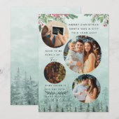 Familie van 4 Zwangerschapsaankondiging Waterverf Feestdagenkaart (Voorkant / Achterkant)