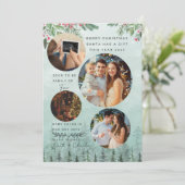 Familie van 4 Zwangerschapsaankondiging Waterverf Feestdagenkaart (Staand voorkant)