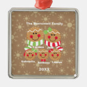 Familie van 5 Gingerbrood voor kerstversiering Metalen Ornament (Voorkant)