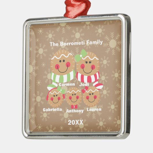 Familie van 5 Gingerbrood voor kerstversiering Metalen Ornament (Links)