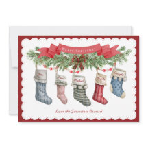 Familie van 5 | Kerst kous Flat Holiday Kaart