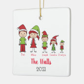 Familie van 5 kerst met kerstmis op maat keramisch ornament (Links)