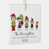 Familie van 5 Kerstmis op maat Keramisch Ornament (Rechts)