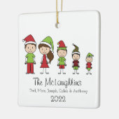 Familie van 5 Kerstmis op maat Keramisch Ornament (Links)