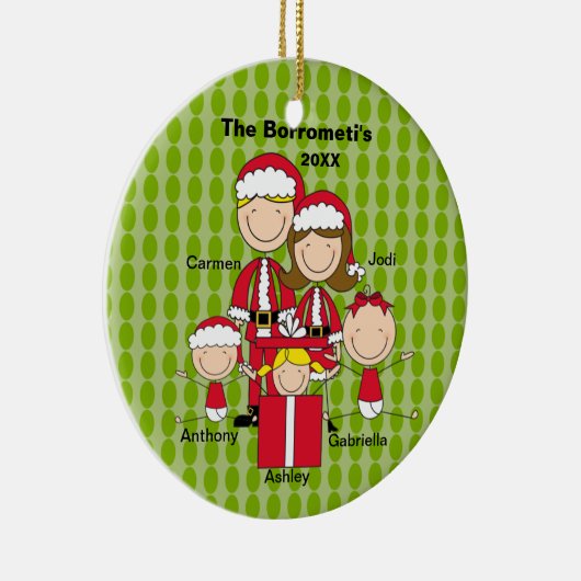 Familie van 5 kerstversiering keramisch ornament (Rechts)