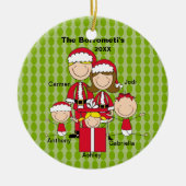 Familie van 5 kerstversiering keramisch ornament (Voorkant)