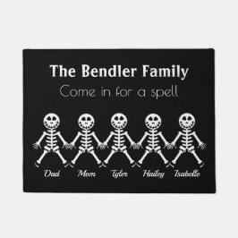 Familie van 5 Skeleton Halloween Doormat Deurmat