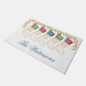 Familie van 5 - Waterverf Monogram Kousen Deurmat (Schuin)