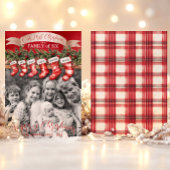 Familie van 6 Kerstkousen Foto Baby First Feestdagenkaart