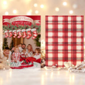 Familie van 7 Kerstkousen Foto Baby First Feestdagenkaart