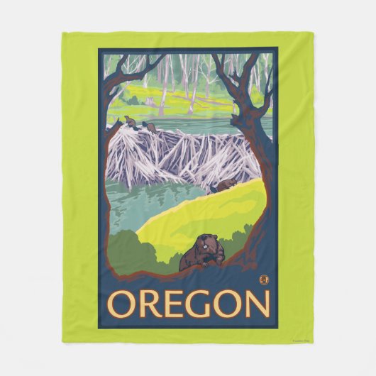 Familie van Beavers Fleece Deken (Voorkant)