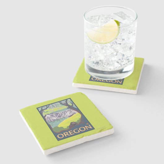 Familie van Beavers Stenen Onderzetter (Zijkant)